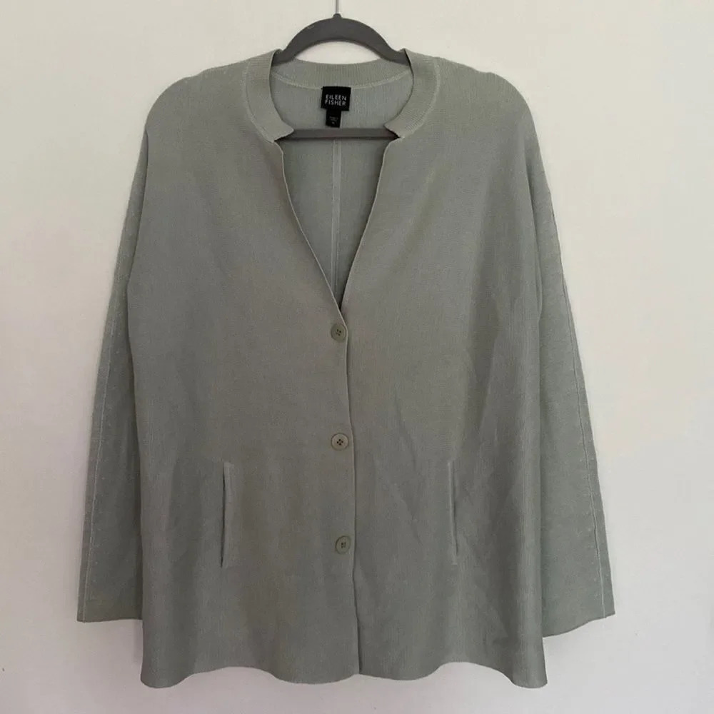 Eileen Fisher cardigan sweater sz XL light sea foam green